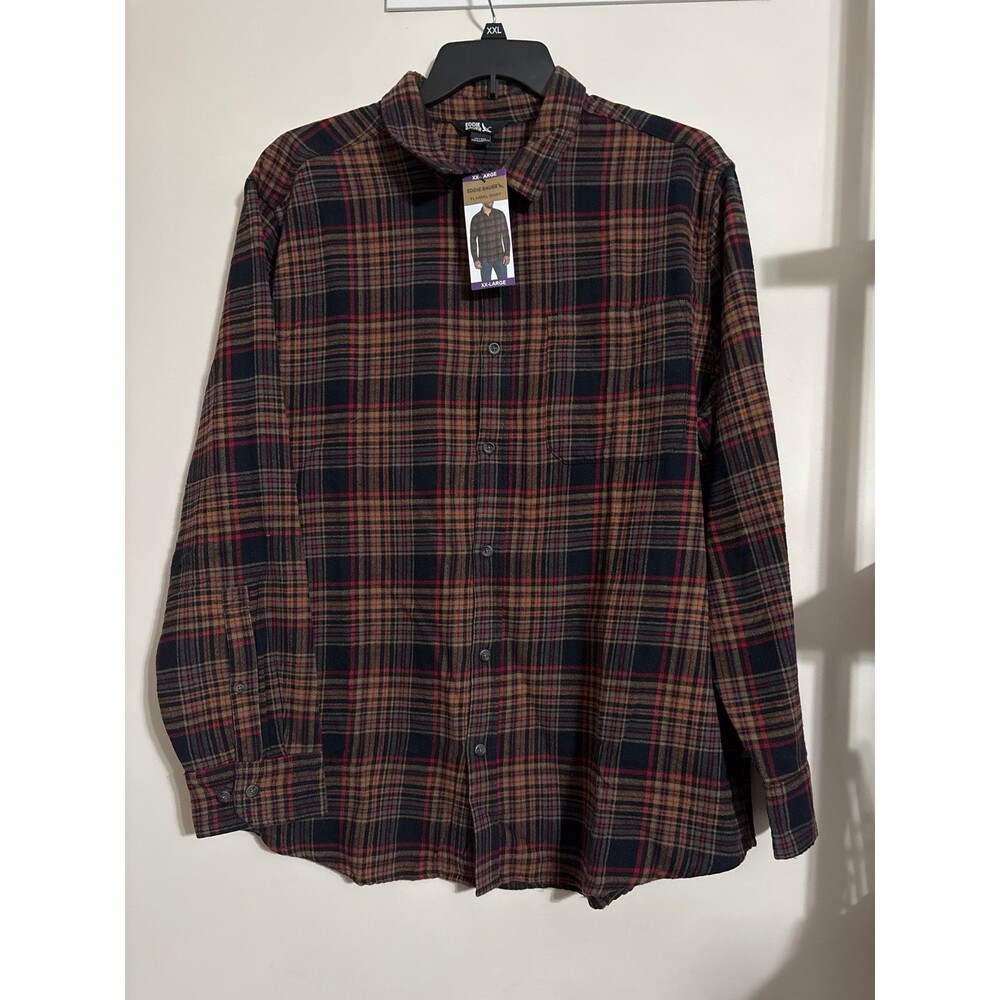 Men’s Eddie Bauer flannel button-down shirt cotton long sleeve plaid XXL NWT